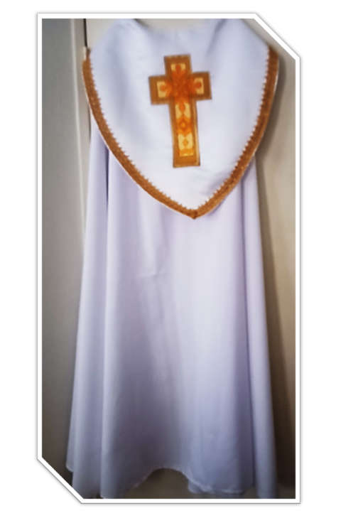Cope - Ornate Golden Embroidery - White with Golden Cross