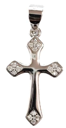 20mm Sterling Silver Cross with Swarovski crystal Edges