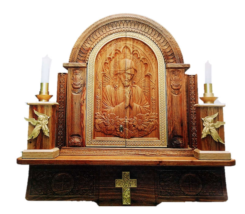 1 meter Wall Mount Solid Kiaat Tabernacle with double Doors - Made on Order