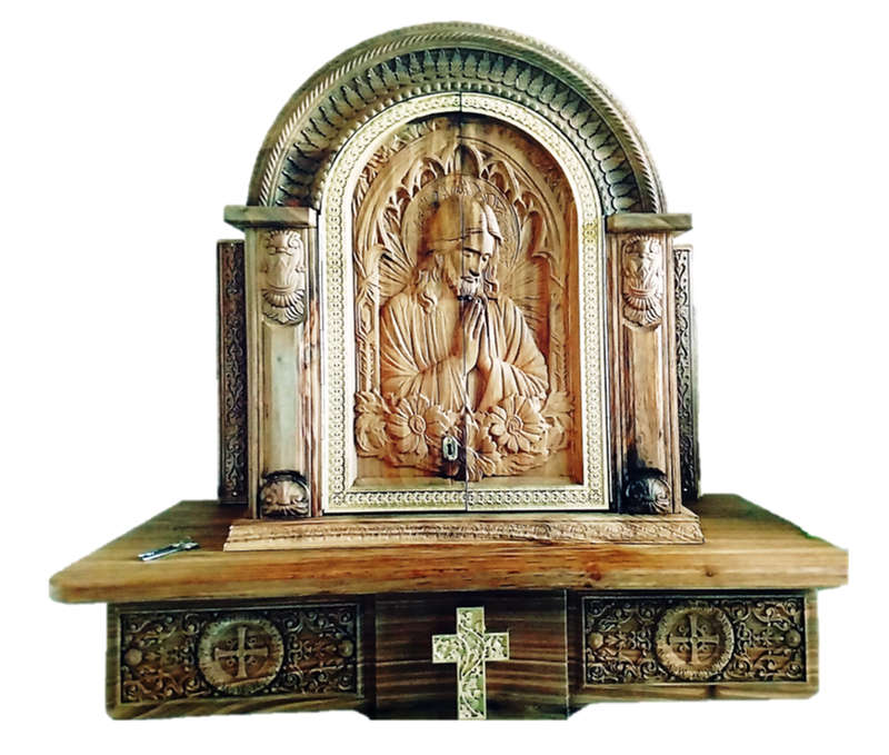 1 meter Wall Mount Solid Kiaat Tabernacle with double Doors - Made on Order