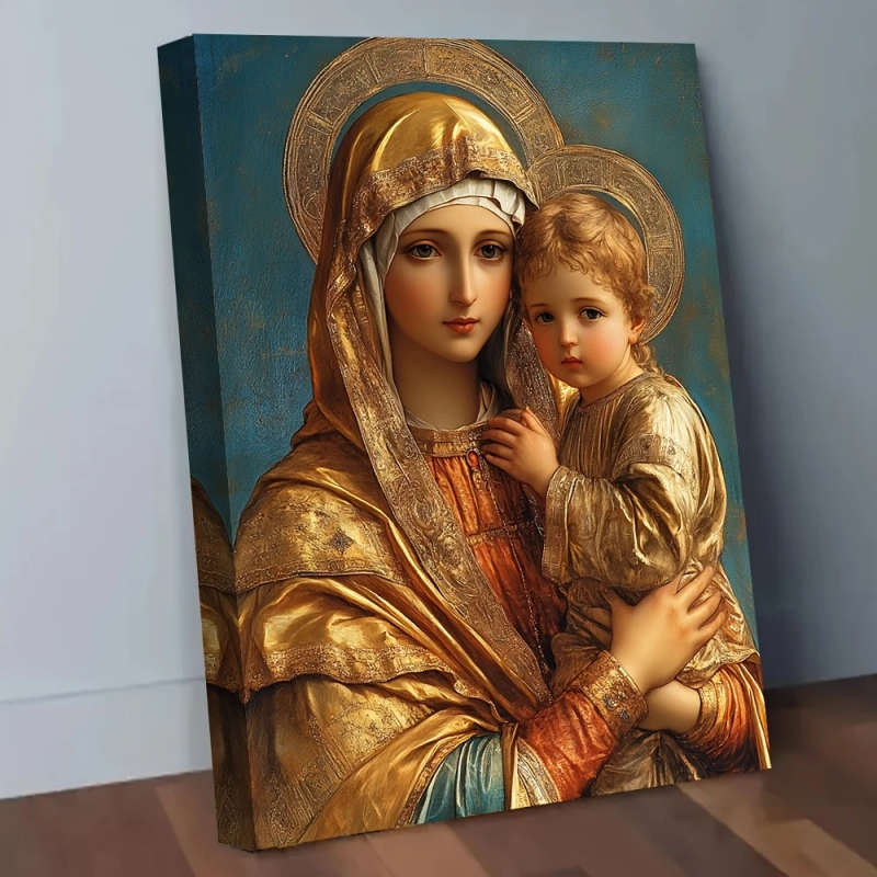 Byzantine Greek Theotokos Orthodox Madonna & Child Icon - Replica
