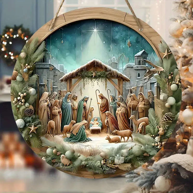 Nativity Wooden Hanging Wall Plaque - 2D