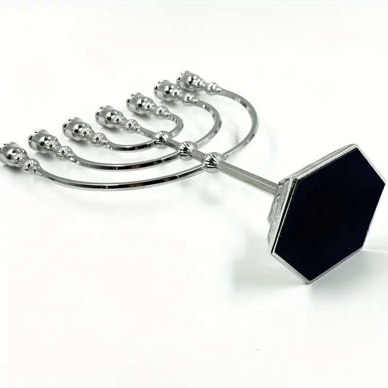 17cm tall Menorah in Silver - 7 arm