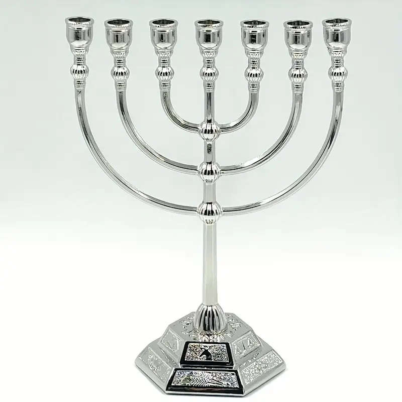 17cm tall Menorah in Silver - 7 arm