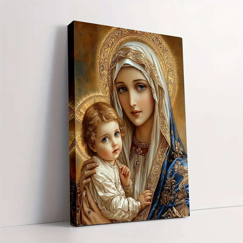 Madonna & Child Block Mounted Print - 39.88cm Canvas