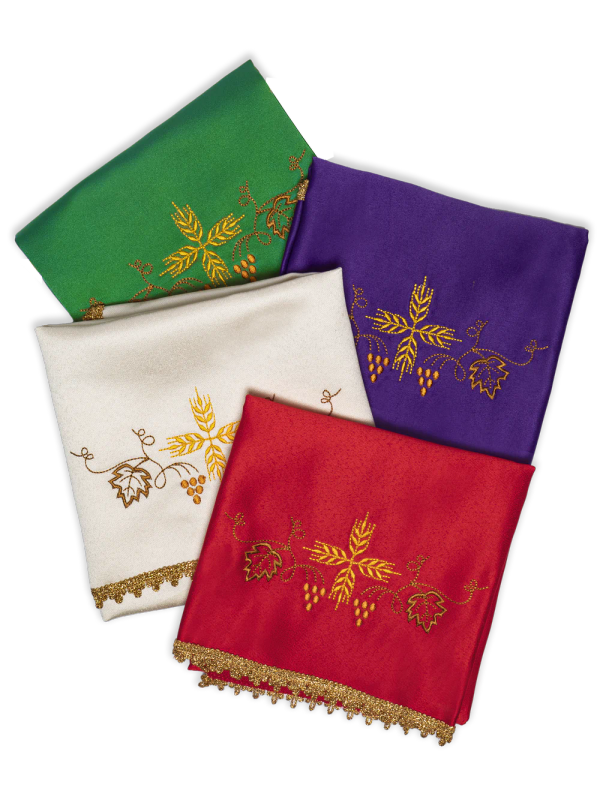 Haftina House - Set of 4 Chalice Veils (all Liturgical colours) - Wheat Cross Design