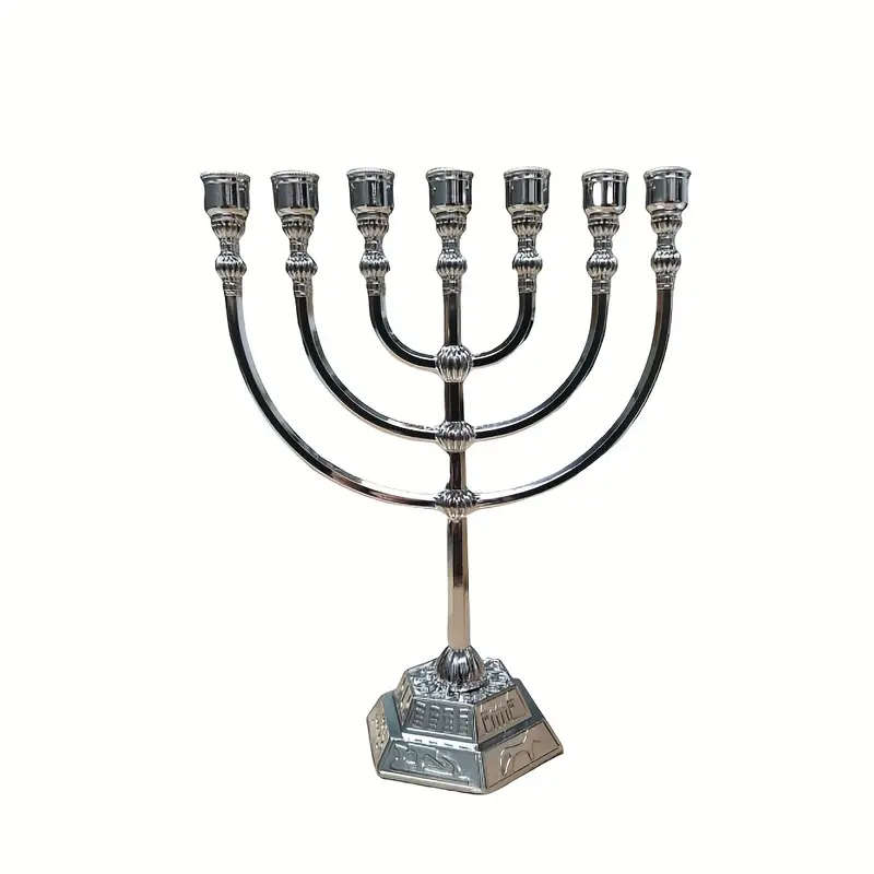 17cm tall Menorah in Silver - 7 arm