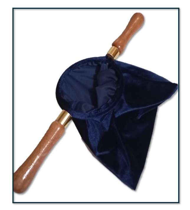 Royal Blue Velveteen Collection Bag with Wooden handles