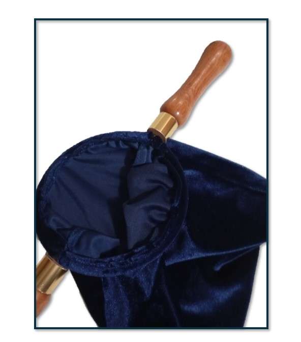 Royal Blue Velveteen Collection Bag with Wooden handles
