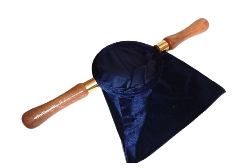 Royal Blue Velveteen Collection Bag with Wooden handles