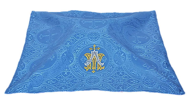 Blue Marion Chalice Veil with Gold & Silver embroidery Applique