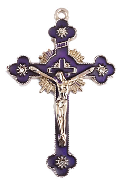 Diamante' Enamel Inlay Crucifix - 5cm / Various Colours
