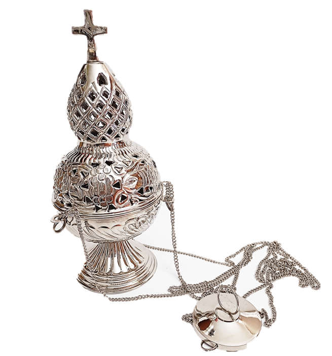 Nickel plated Thurible 26cm tall - 80cm ChainS - 3 chains