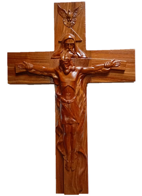 49cm Solid Kiaat - Father, Son & Holy Spirit Engraved Crucifix (marked down)