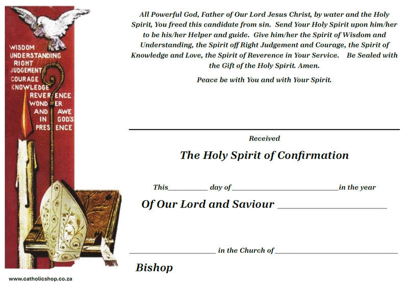 Confirmation Certificate - Gifts of the Holy Spirit