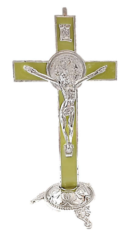 18.5cm Standing St Benedict Plastic Glow in the dark Crucifix - MARKDOWN