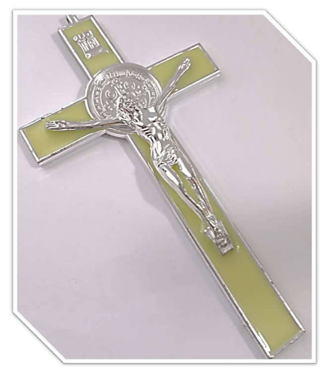 18.5cm Standing St Benedict Plastic Glow in the dark Crucifix - MARKDOWN