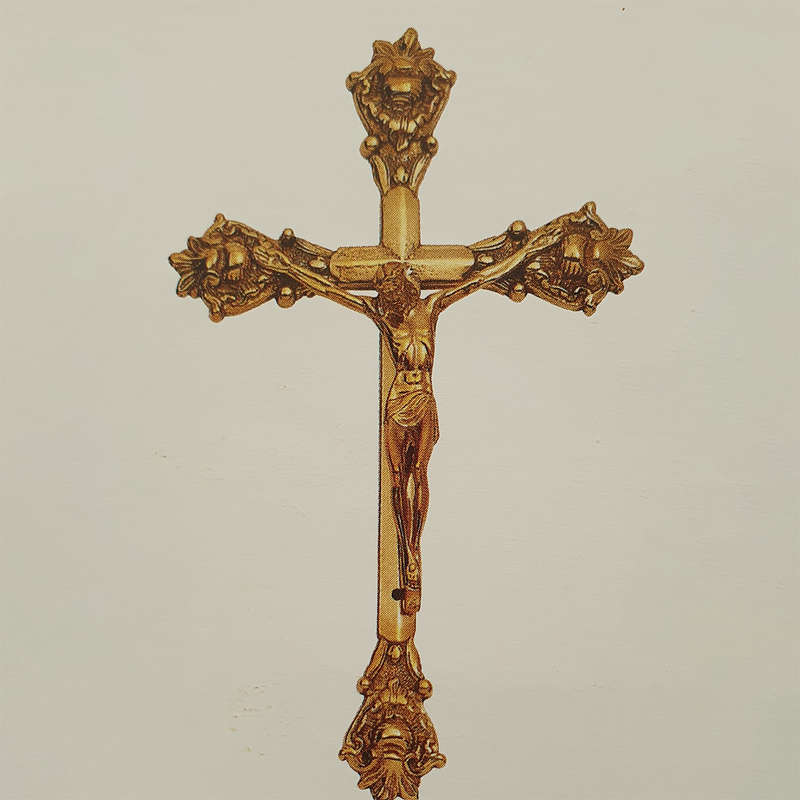 33cm Brass Baroque Hanging Crucifix
