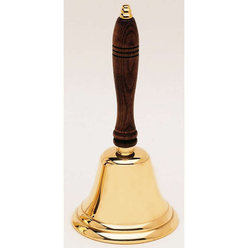 25cm tall Brass Bell with wooden handle