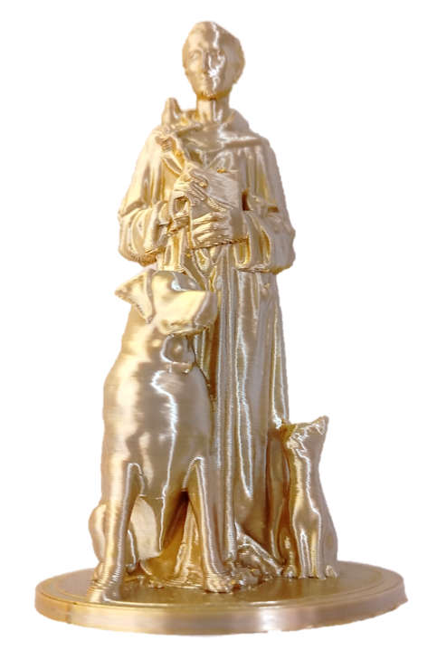 10cm Golden/Silver Silk St Francis with Animals- 3D printed - Catholic Shop Collection