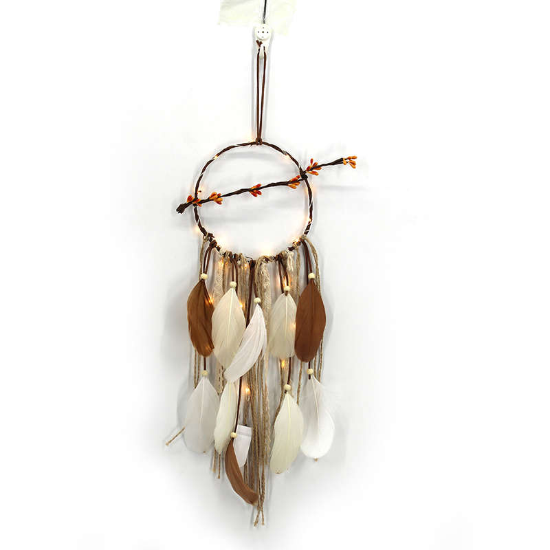 Creative Rattan Garden dream catcher wall hanging warm colored lamp