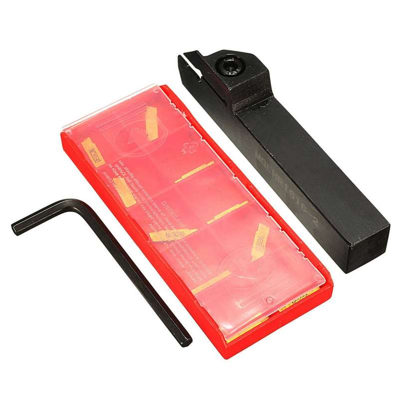 Drillpro MGEHR1616 Parting Off Turning Tool Holder with 10pcs MGMN200 Carbide Inserts Lathe Tools