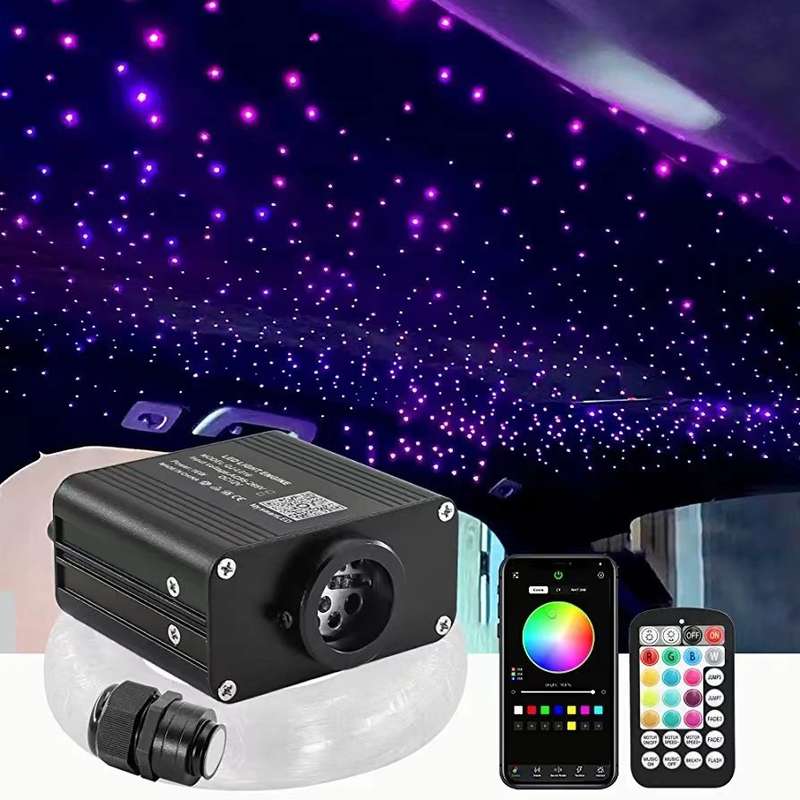 16W Twinkle Starry Sky Car Star Ceiling Light RGBW Fiber Optic Light Smart APP Bluetooth Car Roof