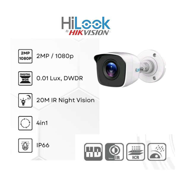 HiLook by Hikvision 4ch Turbo HD kit - DVR - 4 x HD1080P Camera - 20M Night vision - 500GB HD - 100m