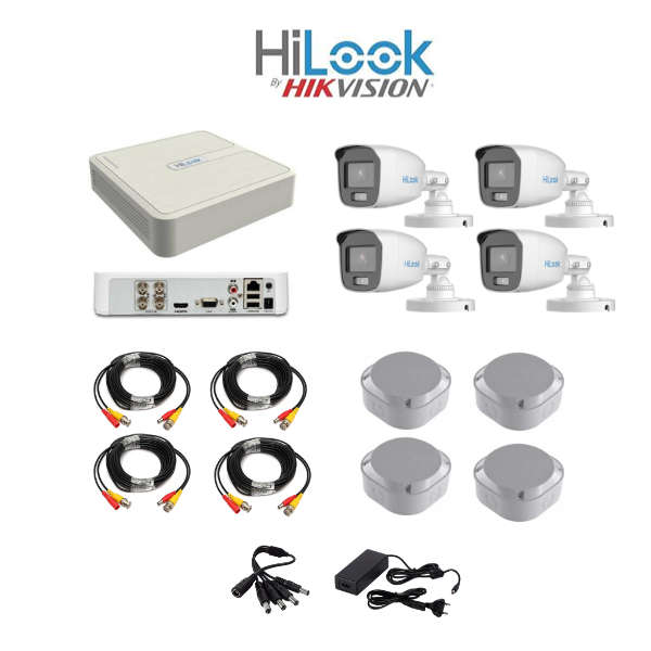 HiLook COLORVU 1080P 4 Channel DVR & 4 Bullet Cameras DIY CCTV KIT