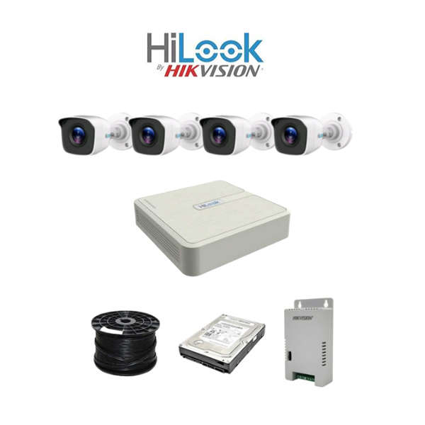 HiLook by Hikvision 4ch Turbo HD kit - DVR - 4 x HD1080P Camera - 20M Night vision - 500GB HD - 100m