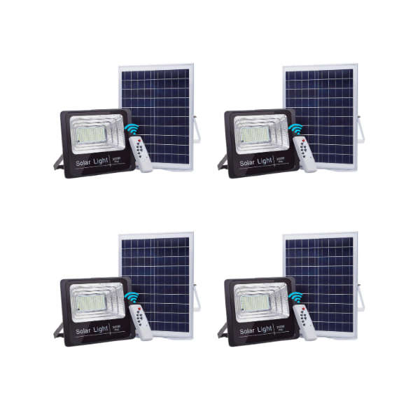 ** Pack of 4 ** Solar 300w LED Floodlight with Remote Control & Day/night switch