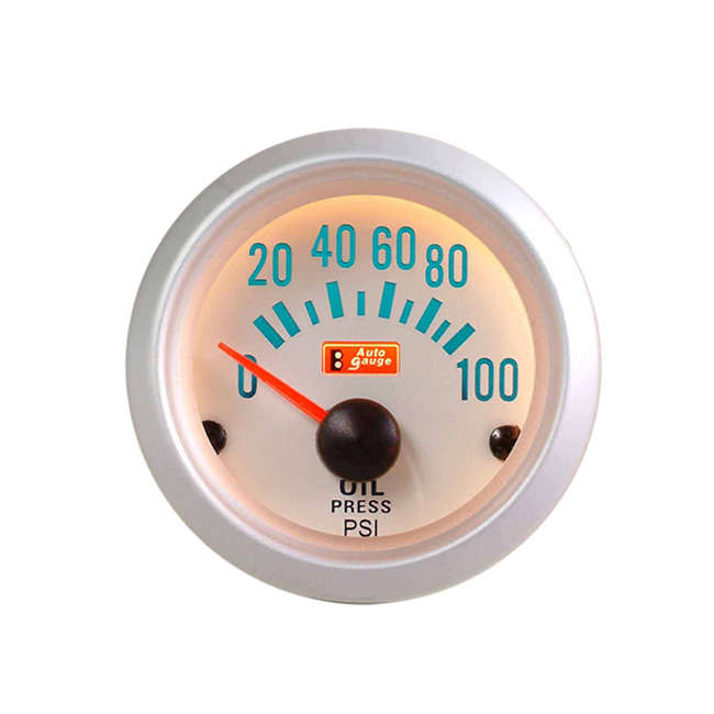 Autogauge 2" Oil Pressure Gauge (White Face)