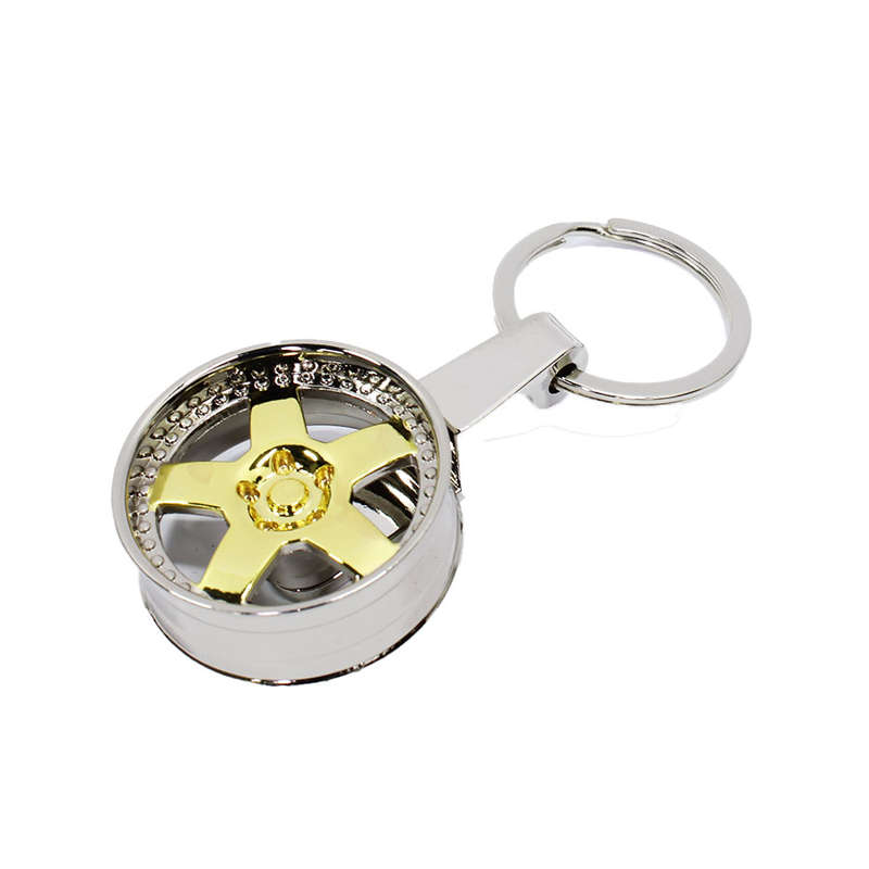 Chrome &amp; Gold Alloy Wheel Keyring