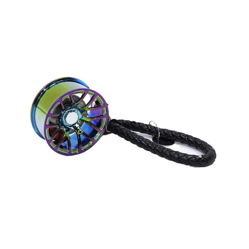 Hockenheim Wheel Keyring with Leather Strap (Anodized)