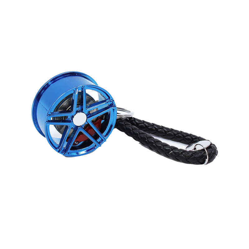 Enzo Wheel Keyring With Leather Strap (Blue)