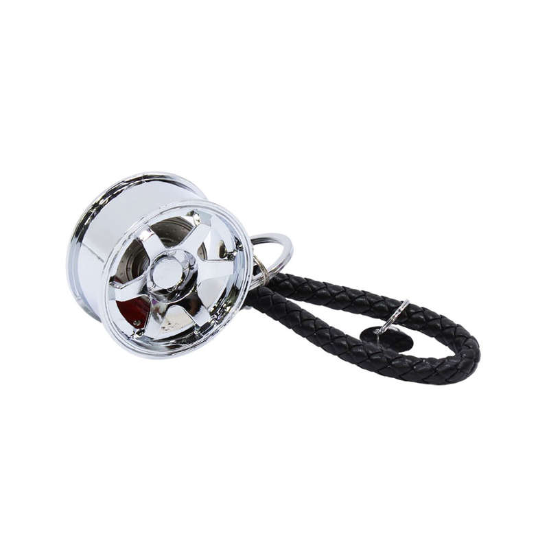 JDM Wheel Keyring With Leather Strap (Chrome)