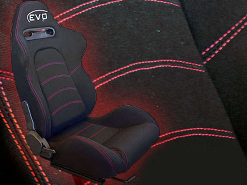 Evo Black &amp; Red Stitch Reclinable  Racing Seat