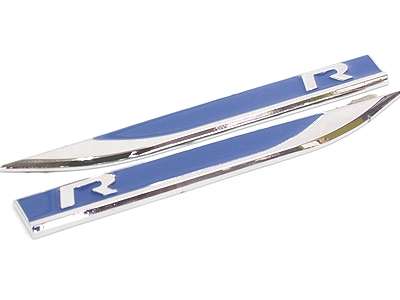 VW R-Line Blue &  Chrome Side Fender Badges (pair)