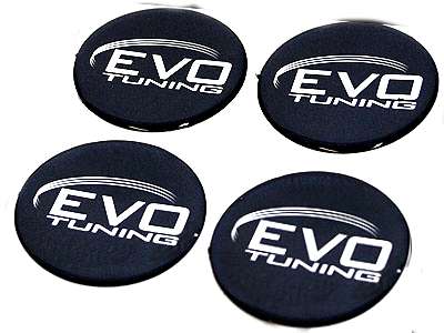 Evo Tuning Black & Silver Wheel Center Cap Decals