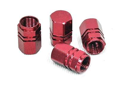 Anodized Red Metal Wheel Valve Caps (set)