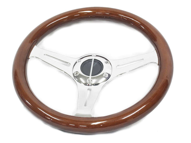 Wood &amp; Chrome Design 330mm Steering Wheel