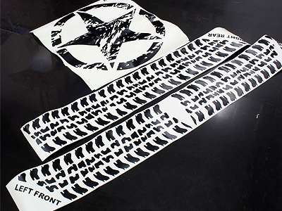Jeep Matt Black Vinyl Tyre Tread Sticker Kit