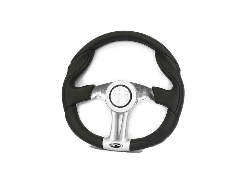 Victor Top Gun Chrome & Black Leather Steering Wheel