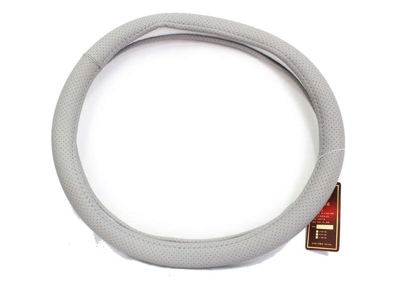 Grey Leather Steering Cover