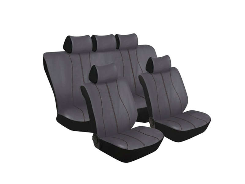 Stingray Galaxy Leather Look 11pc Seat Cover Set (grey/black)