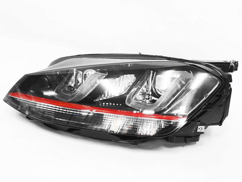 VW Golf Mk7 DRL Black/Red Head Lamps (pair)