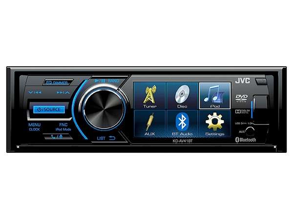 JVC KD-AV41BT 3" Single-Din Car Receiver with Bluetooth, DVD, USB, Remote and IPhone Control - JVC