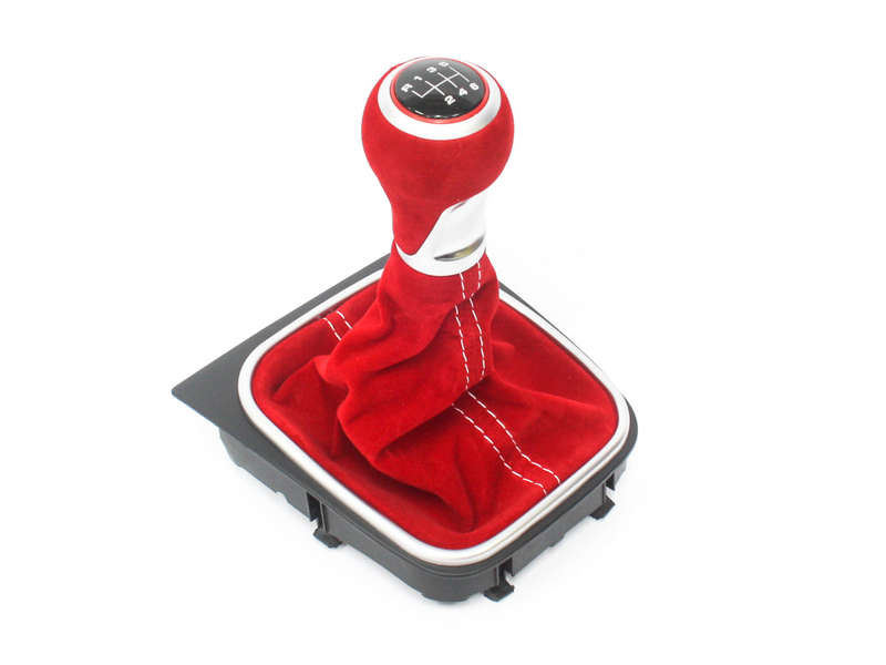 Vw Golf Mk5/6 Gearknob, Pouch & Frame Combo (Red Suede)