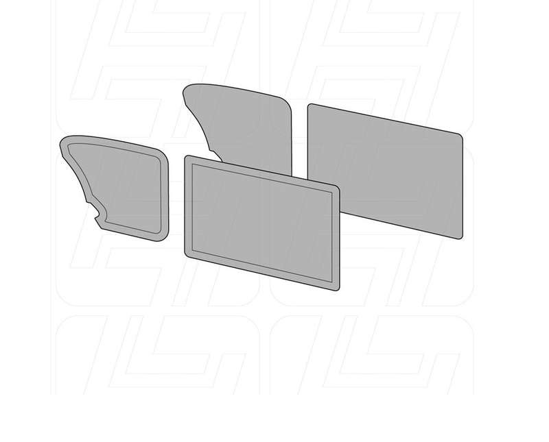 VW Beetle Door Card Set without Door Pockets in Black Vinyl