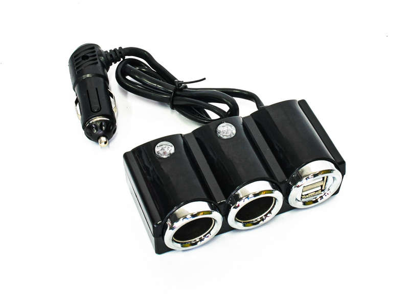 12v 3 Socket Charger with USB charge points